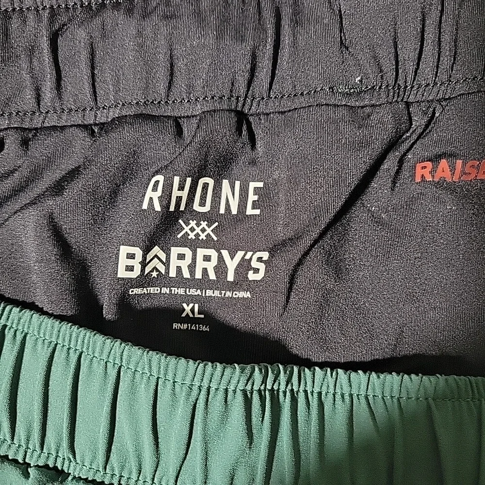 Rhone Barry's Swim Trunks Extra Large Green Lined‎ Drawstring Zip Pockets Logo
